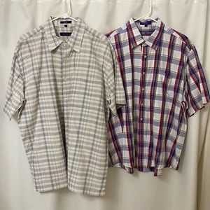 Two Alan Flusser XXL Button Down Short Sleeve Shirts